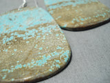 Native American Big Turquoise Slab #8 Santo Domingo Sterling Silver Earrings-Nativo Arts
