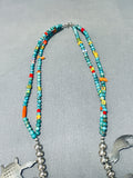Native American One Of The Most Unique Vintage Navajo Coyote Turquoise Sterling Silver Necklace-Nativo Arts