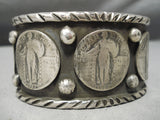 So Heavy Thick Native American Sterling Silver Coin Bracelet Cuff-Nativo Arts