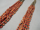 Native American Important Jose Coriz Santo Domingo Coral Sterling Silver Necklace-Nativo Arts