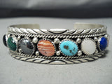 Incredible Vintage Native American Navajo Turquoise Sterling Silver Wave Bracelet-Nativo Arts