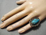 Very Rare Vintage Native American Navajo Persin Turquoise Sterling Silver Ring Old-Nativo Arts