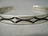 Important Deep Stamp Artist Vintage Native American Navajo Sterling Silver Bracelet Cuff-Nativo Arts