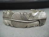 Fantastic Signed Leaf Native American Navajo Sterling Silver Bracelet Signed-Nativo Arts