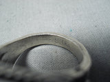 Marvelous Vintage Native American Navajo Green Spiderweb Sterling Silver Ring-Nativo Arts