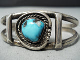 Marvelous Vintage Native American Navajo Bisbee Turquoise Sterling Silver Bracelet Old-Nativo Arts
