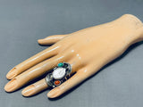 Native American Extremely Rare Watch Turquoise Coral Sterling Silver Ring-Nativo Arts