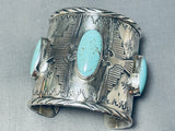 Powerful Thunderbirds Native American Turquoise Sterling Silver Bracelet-Nativo Arts