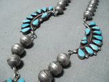 Astonishing Vintage Native American Navajo Blue Diamond Turquoise Sterling Silver Necklace Old-Nativo Arts