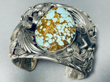 Detail Heavy 208 Grams Native American Lizard Turquoise Sterling Silver Bracelet-Nativo Arts