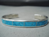 Stunning Zuni Kingman Turquoise Sterling Silver Bracelet Native American-Nativo Arts