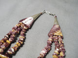 One Of The Best Vintage Native American Navajo Purple Shell Turquoise Sterling Silver Necklace-Nativo Arts