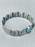 Impressive Native American Navajo Signed Royston Turquoise Mercury Silver Dimes Bangle-Nativo Arts