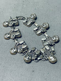 Extremely Detailed Vintage Native American Navajo Storyteller Sterling Silver Link Bracelet-Nativo Arts