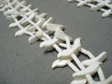 Native American Fabulous Vintage Santo Domingo White Shell Sterling Silver Bird Fetish Necklace-Nativo Arts