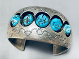 Tremendous Vintage Native American Navajo Morenci Turquoise Sterling Silver Bracelet Signed-Nativo Arts