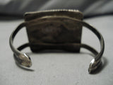 Important Blue Diamond Turquoise Vintage Native American Navajo Sterling Silver Bracelet Old-Nativo Arts