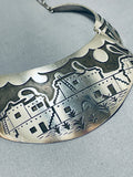 One Of The Most Detailed Hand Carved Vintage Native American Navajo Sterling Silver Necklace-Nativo Arts