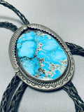 Colossal Vintage Native American Navajo Kingman Turquoise Sterling Silver Bolo-Nativo Arts