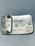 Very Unique American Flag Handmade Vintage Native American Navajo Sterling Silver Buckle-Nativo Arts