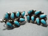 Beautiful Vintage Native American Navajo Turquoise Leaf Sterling Silver Earrings-Nativo Arts