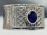 Native American Heavy 108 Grams Vintage Southwestern Amethyst Sterling Silver Bracelet-Nativo Arts