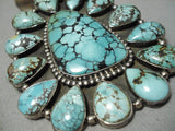 Important Colossal Vintage Native American Navajo Spiderweb Turquoise Sterling Silver Pendant-Nativo Arts