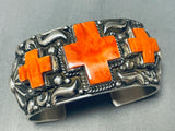 Most Unique Native American Navajo Cross Shell Sterling Silver Heavy Bracelet-Nativo Arts