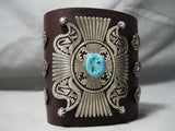 Sensational Vintage Native American Navajo Sleeping Beauty Turquoise Sterling Silver Bowguard Old-Nativo Arts