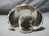Huge Modernistic Native American Navajo Chunky Coral Sterling Silver Bracelet Ring Set-Nativo Arts