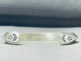 Sensational Native American Navajo Signed Sterling Silver Handstamped Bracelet-Nativo Arts