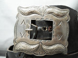 Early Heavy Vintage Native American Navajo Hand Tooled Sterling Silver Concho Belt Old-Nativo Arts