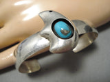 Amazing Vintage Native American Navajo Bear Turquoise Sterling Silver Bracelet-Nativo Arts