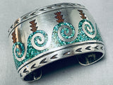 Juan Singer Signed Fabulous Vintage Native American Navajo Turquoise Sterling Silver Bracelet-Nativo Arts