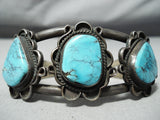 Rare Vintag Native American Navajo Blue Diamond Turquoise Sterling Silver Bracelet-Nativo Arts
