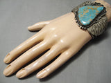 Museum Vintage Native American Navajo Old Deposit #8 Turquoise Sterling Silver Bracelet Old-Nativo Arts