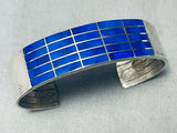One Of The Best Vintage Native American Zuni Lapis Inlay Sterling Silver Bracelet-Nativo Arts