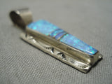 Exquisite Vintage Navajo Inlay Opal Sterling Silver Native American Pendant-Nativo Arts