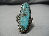 Fabulous Vintage Native American Navajo Rare Turquoise Sterling Silver Ring-Nativo Arts
