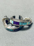 One Of Most Intricate Signed Vintage Native American Navajo Turquoise Sterling Silver Earrings-Nativo Arts