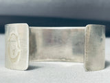 One Of The Best Vintage Native American Navajo Black Stone Sterling Silver Bracelet Cuff-Nativo Arts