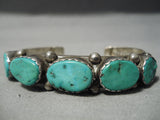 Chunky Vintage Native American Navajo Turquoise Sterling Silver Coiled Bracelet Old-Nativo Arts