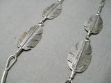 Detailed Intricate!! Navajo Sterling Silver Native American Feather Necklace-Nativo Arts