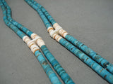 One Of The Longest Vintage Santo Domingo Native American Navajo Turquoise Heishi Necklace-Nativo Arts