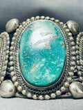 Heavy Gauge Thick Vintage Native American Navajo Green Turquoise Sterling Silver Bracelet-Nativo Arts