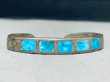 Native American Smaller Wrist Vintage Navajo Spiderweb Turquoise Sterling Silver Bracelet-Nativo Arts