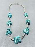 Native American Exceptional Vintage Santo Domingo Old Kingman Turquoise Sterling Silver Necklace-Nativo Arts