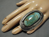 Tremendous Vintage Native American Navajo Domed Royston Turquoise Sterling Silver Ring-Nativo Arts