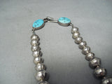 Authentic Huge Vintage Native American Navajo Thomas Singer Turquoise Sterling Silver Necklace-Nativo Arts