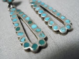 Early 1900's Vintage Native American Zuni Snake Eyes Turquoise Sterling Silver Earrings Old-Nativo Arts